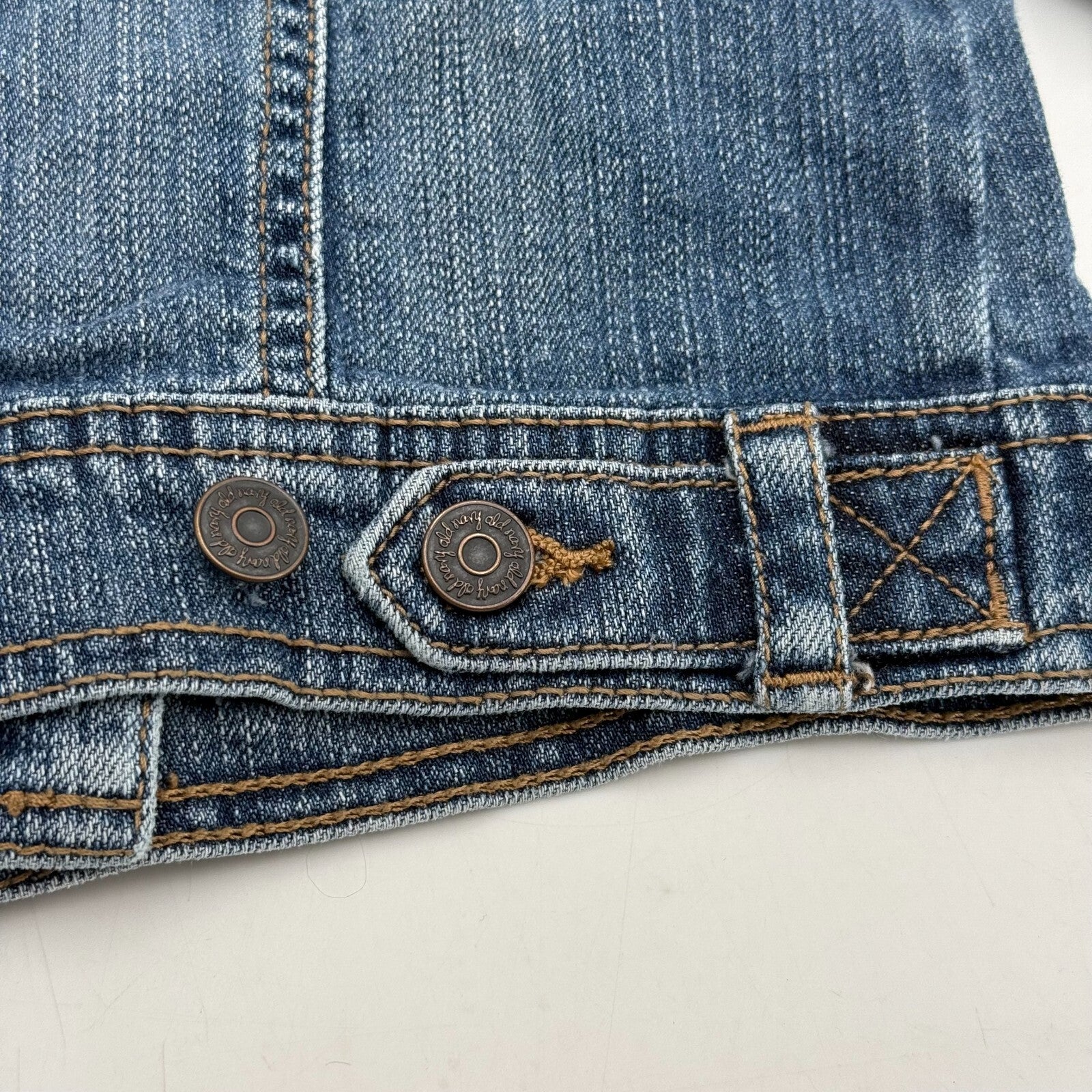 Old Navy Unisex Kids Denim Jacket Blue Collared Button Long Sleeve Size Small