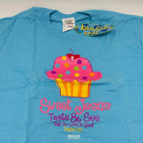 Kerusso Kids Medium Blue Printed Cupcake & Bible Christian Verse T-Shirts NWT