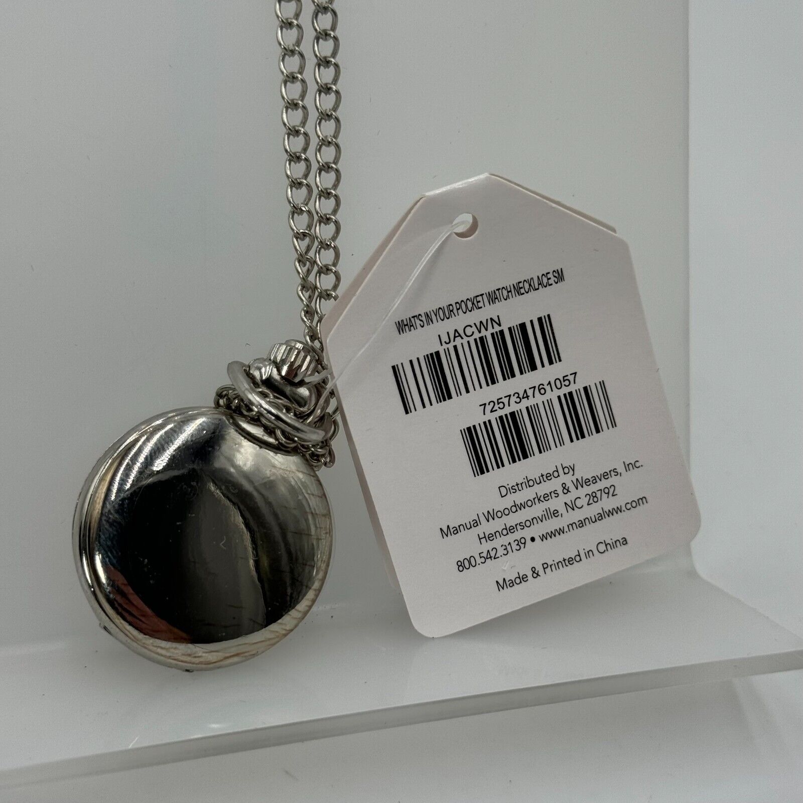Isabellas Journey Silver Pocket Watch Necklace 28in Adjustable Chain Rose Christ