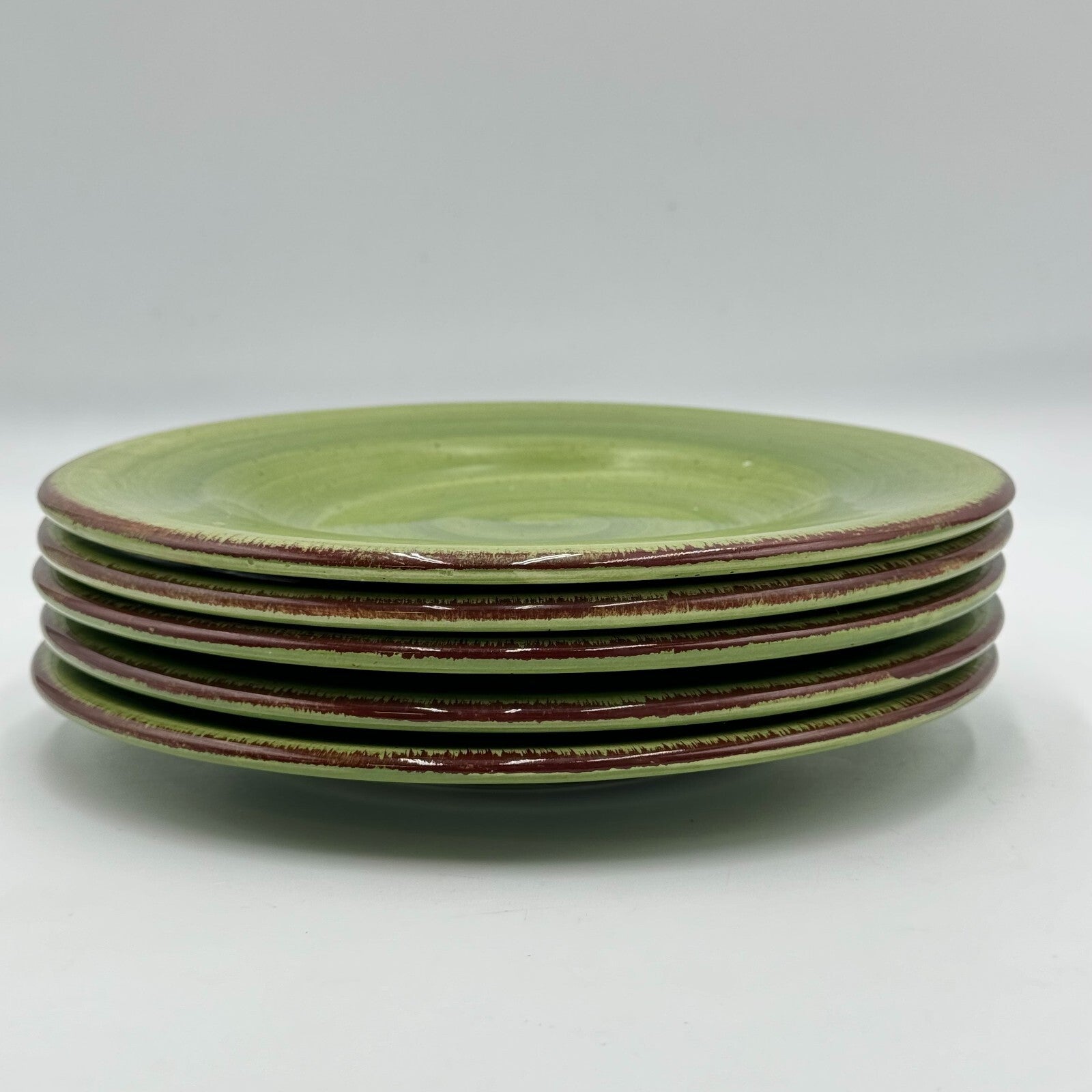 Set of 5 Hausenware 9in Salad Plates Green Dishwasher Microwave Safe (Chips))