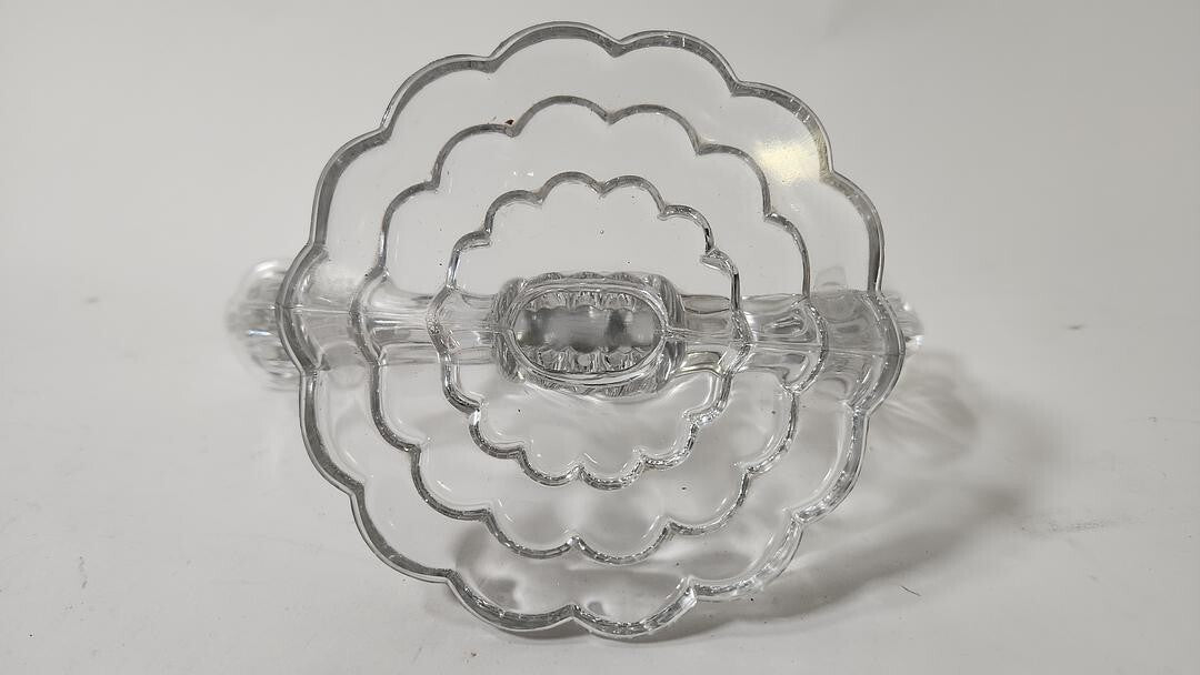 Vintage Heisey Clear Glass Crystolite Pattern Double Light Candle Holder