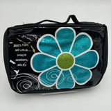 Zonderkidz Sparkly Blue Vinyl Felt Flowers Large 6.5 x 9.5 in Bible Cover NWT