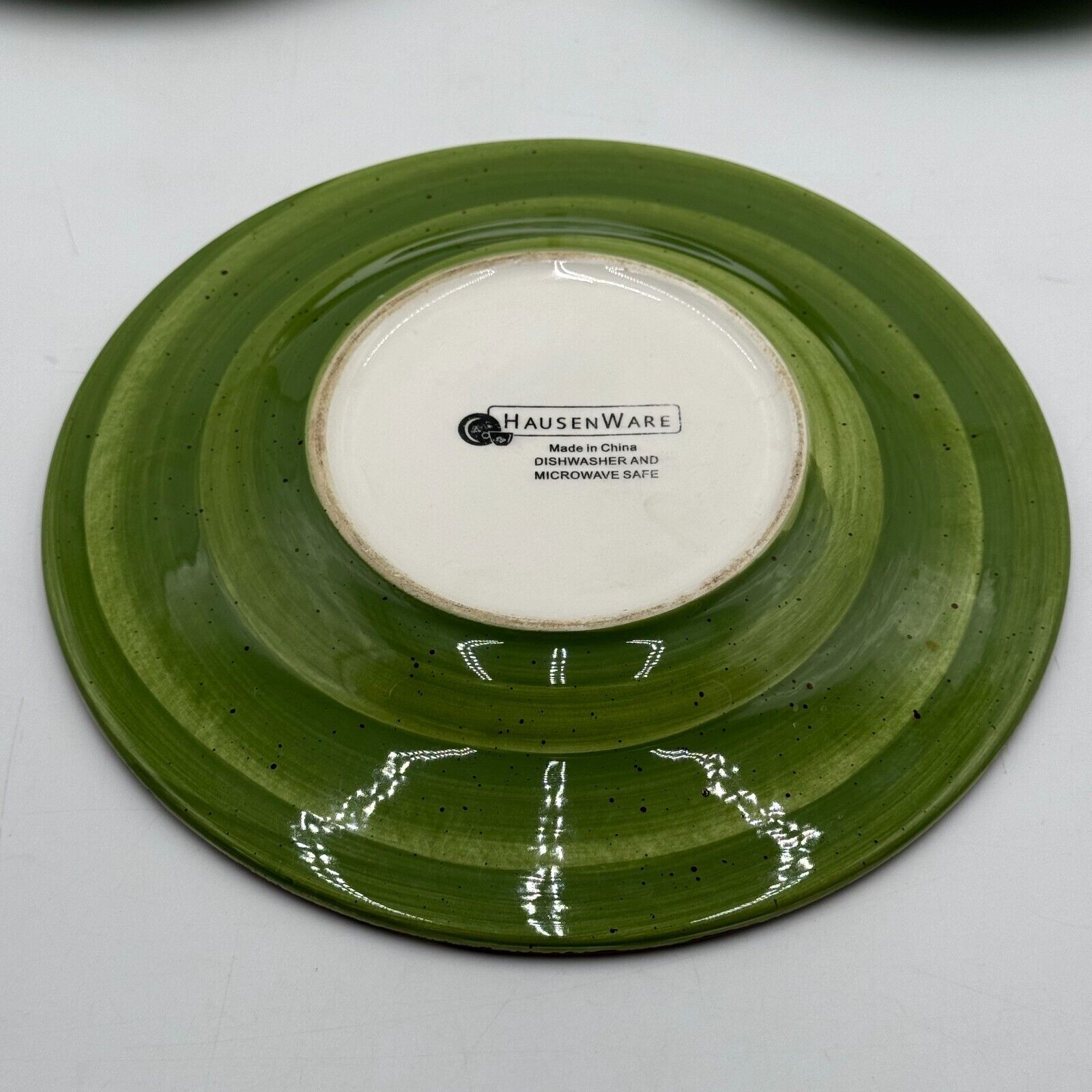 Set of 5 Hausenware 9in Salad Plates Green Dishwasher Microwave Safe (Chips))