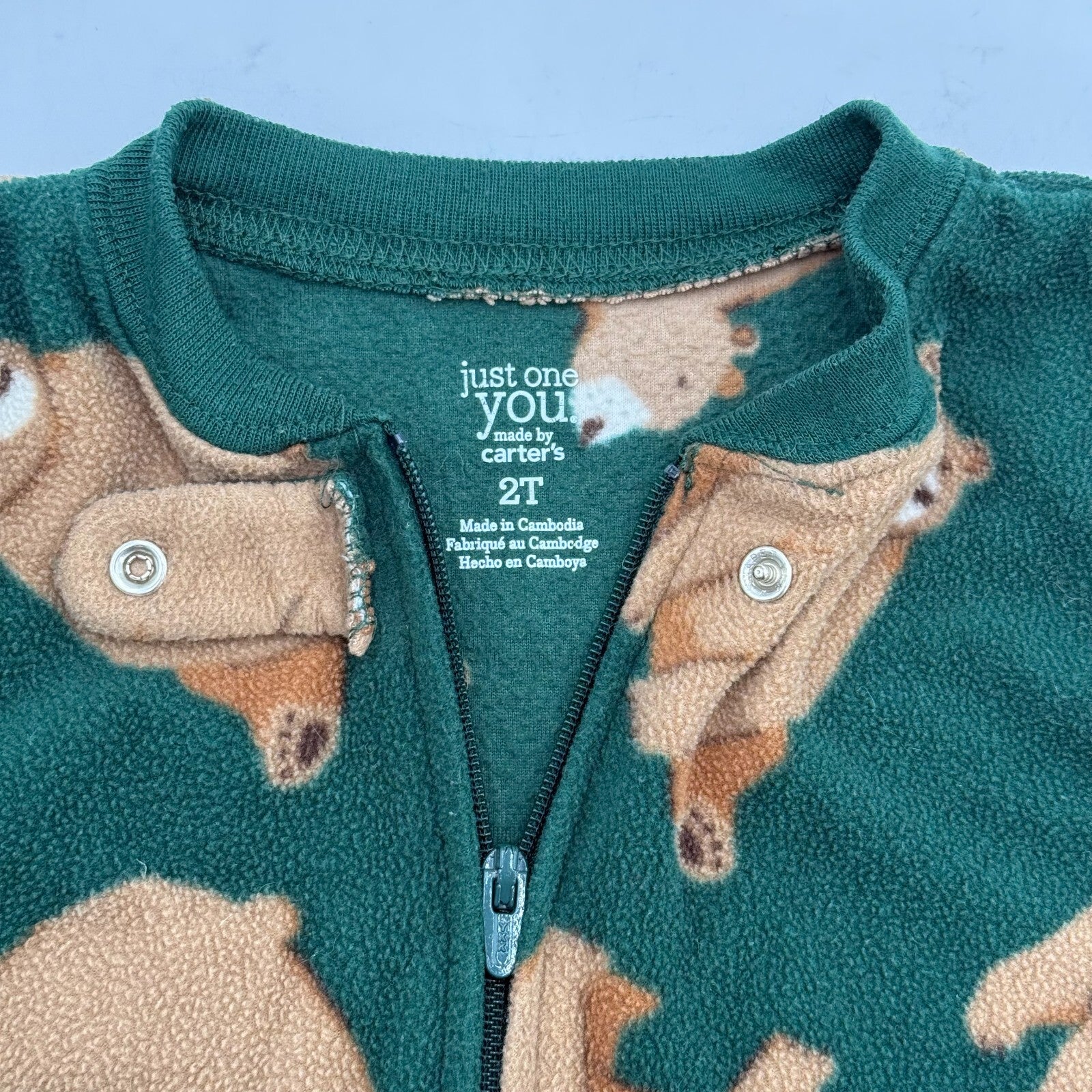 Lot of 3 Size 4T Toddler Pajamas Green Bear Footie Zip Blue Jumper Disney Woody