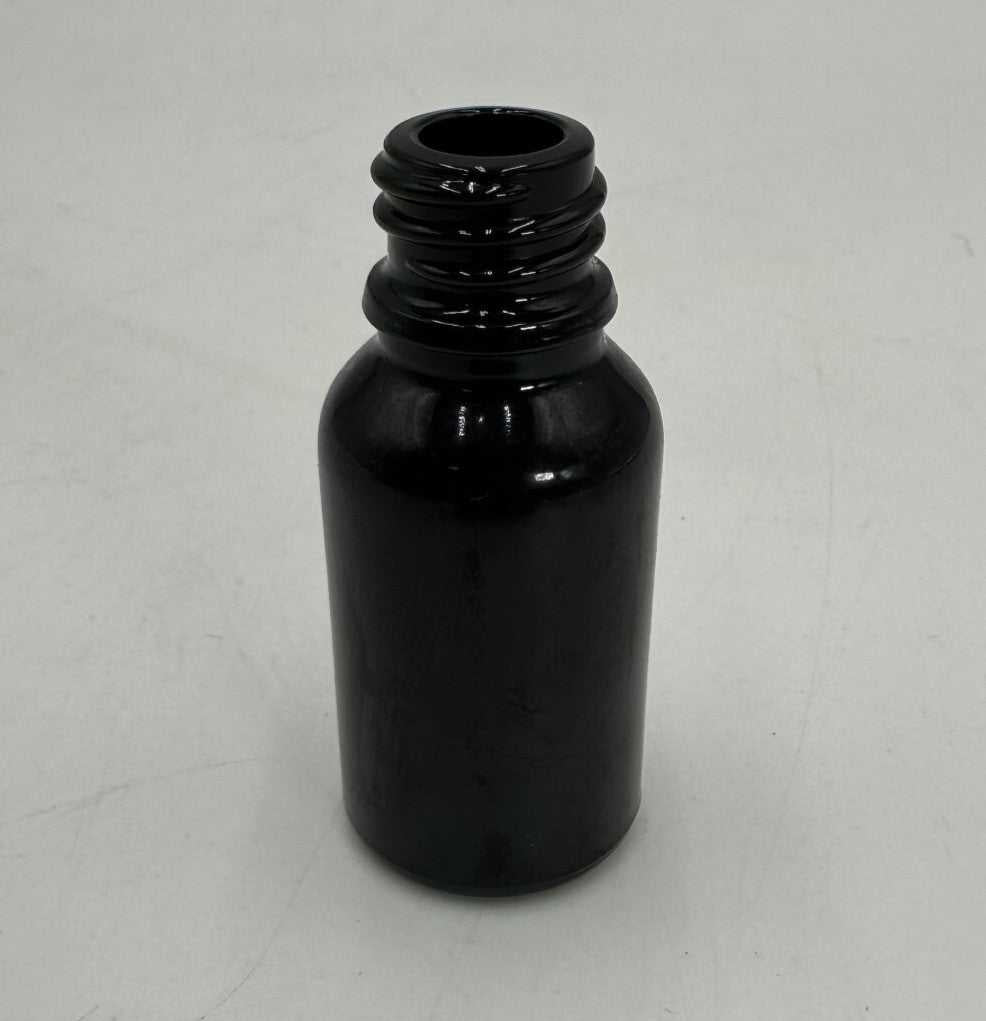 15ml (0.5 fl. oz) Boston Round Black Glass Bottles + Dropper Caps (Lot of 2700+)