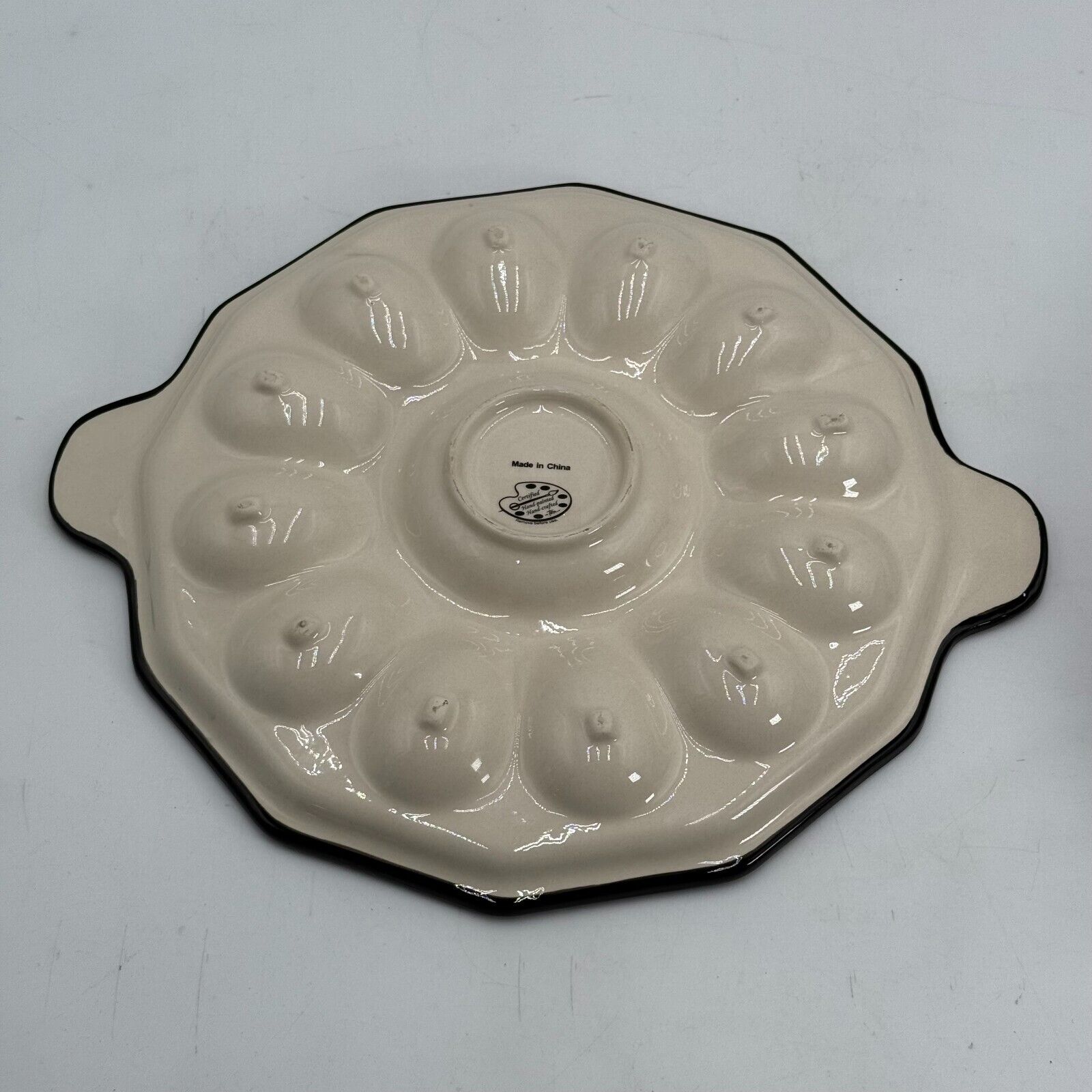 Temptations By Tara Hand Painted Ceramic Elegant Floral Bowl With Egg Platter