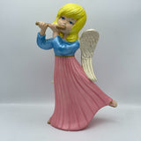 Atlantic Mold Blue 12” Pink Christmas Angel Playing Flute Blonde