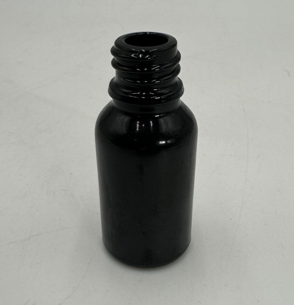 15ml (0.5 fl. oz) Boston Round Black Glass Bottles + Dropper Caps (Lot of 2700+)