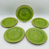 Set of 5 Hausenware 9in Salad Plates Green Dishwasher Microwave Safe (Chips))