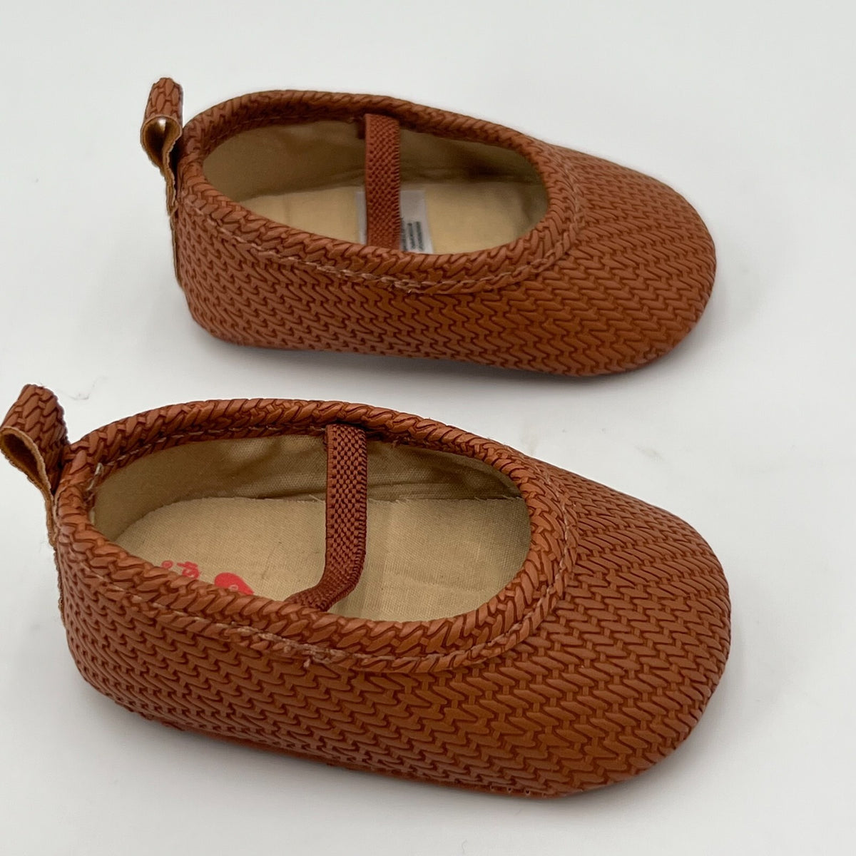 Baby B'gosh Woven Pattern Slip On Mary Jane Shoes Tan Comfy Size New Born