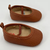Baby B'gosh Woven Pattern Slip On Mary Jane Shoes Tan Comfy Size New Born