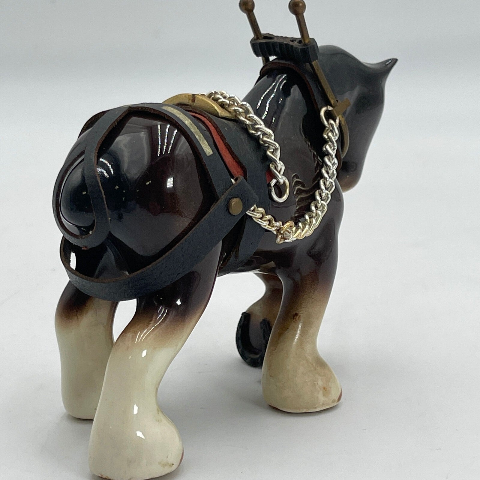 Ceramic Clydesdale Figurine Horse Blinders Harness With Bridle Collectible Decor