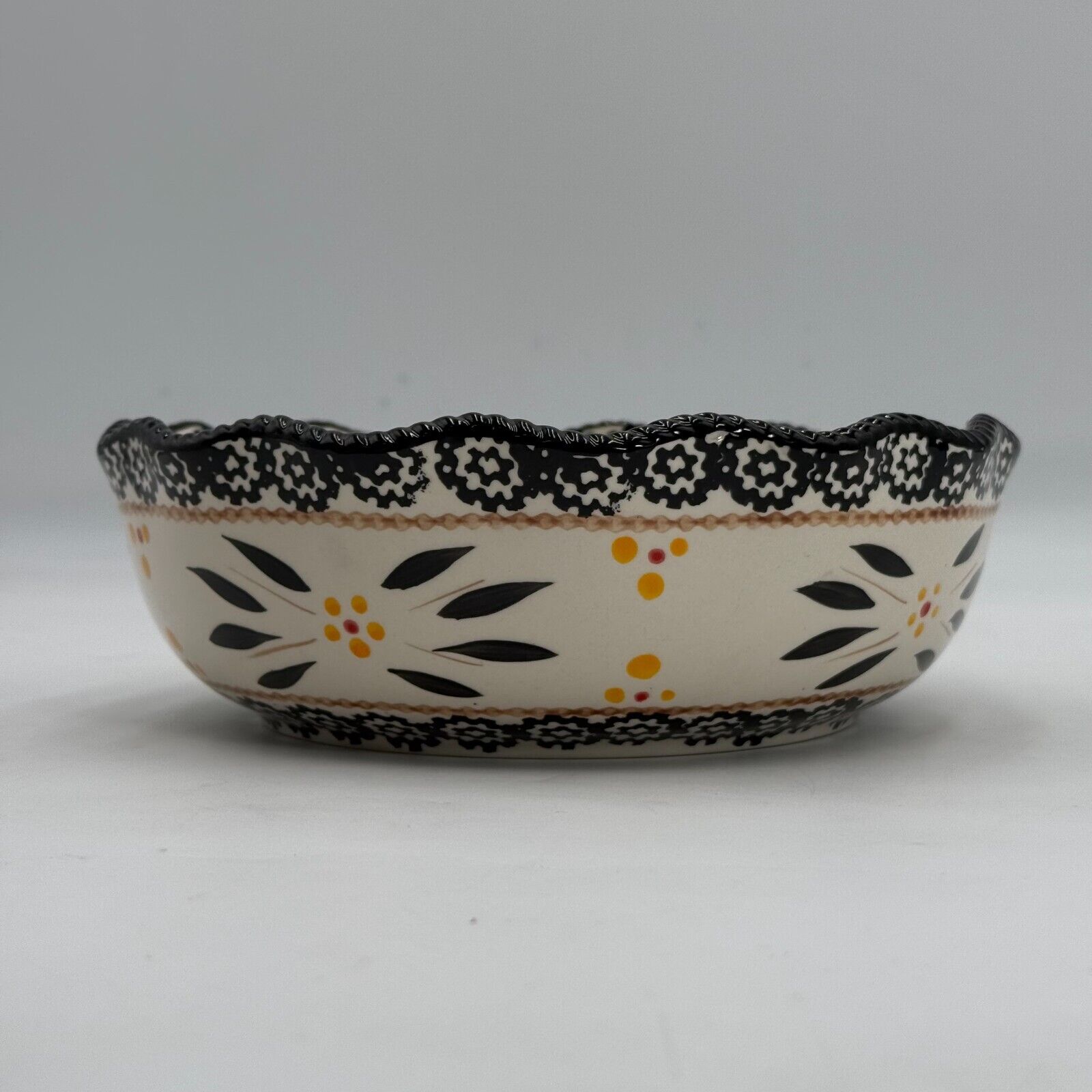 Temptations By Tara Hand Painted Ceramic Elegant Floral Bowl With Egg Platter