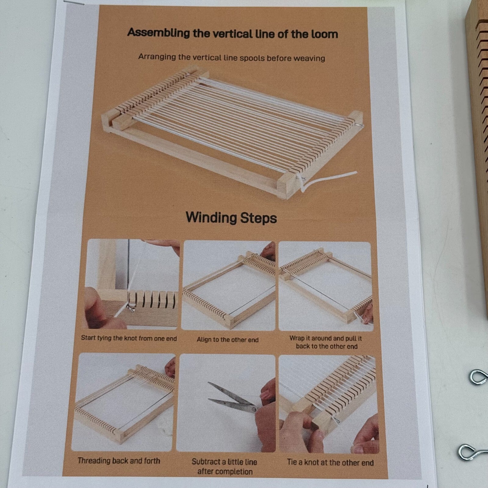 Wooden Weaving Loom Machine Kit Adjustable Small Frame Educational Weave Tool