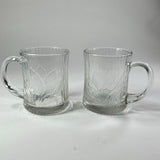 Vintage Arcoroc Floral Crocus Embossed Glass Canterbury 10oz Mugs Matching Pair