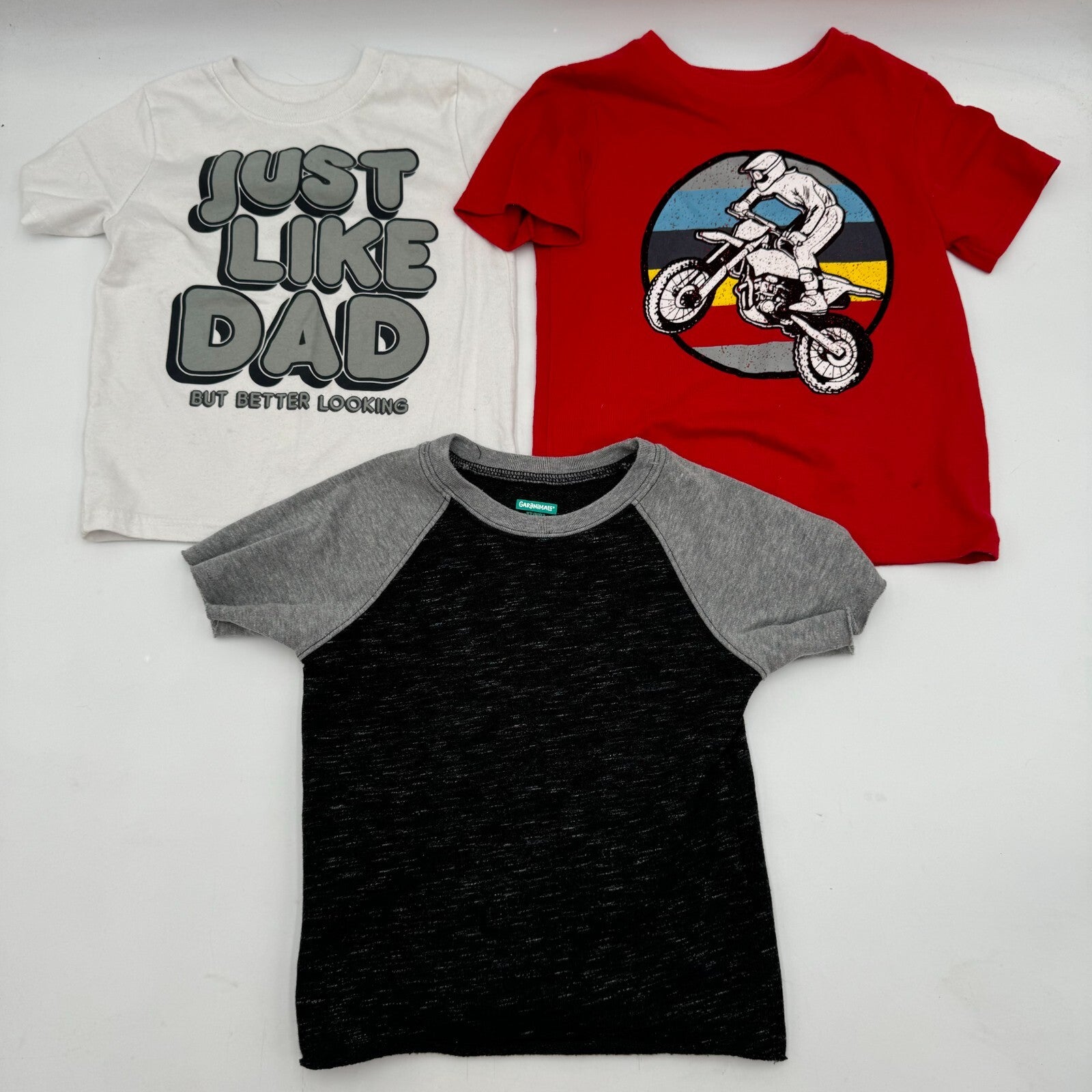 Lot of 3 Granimals Kids Tshirts Like Dad Red Black Dirtbike MX Toddler Size 3T