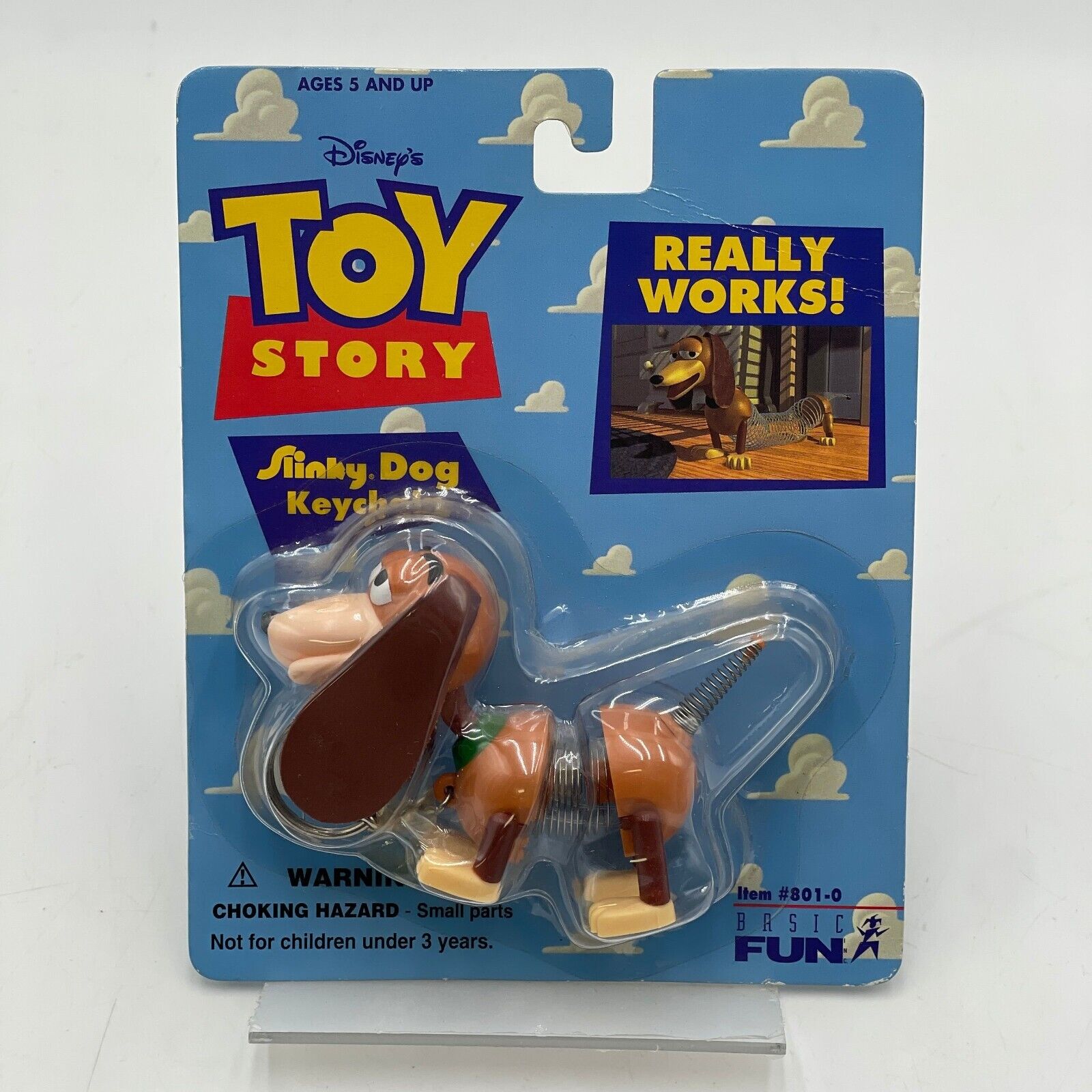 New 1996 Basic Fun Disney Toy Story Slinky Dog KeyChain Really Works NIB