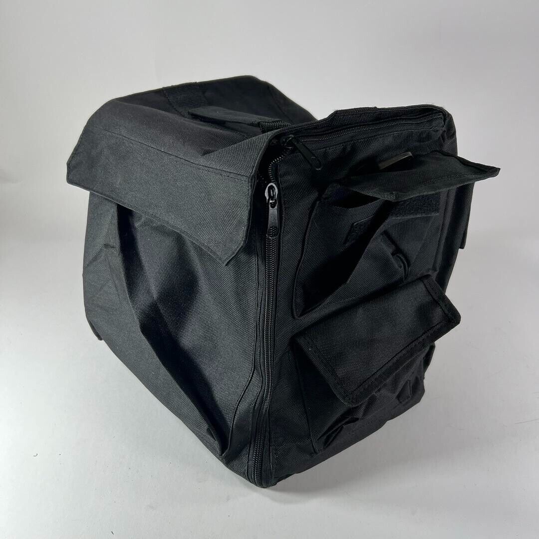 2 Zippered Hook & Loop Carrying Cases Foldable Storage Bags Pockets Black