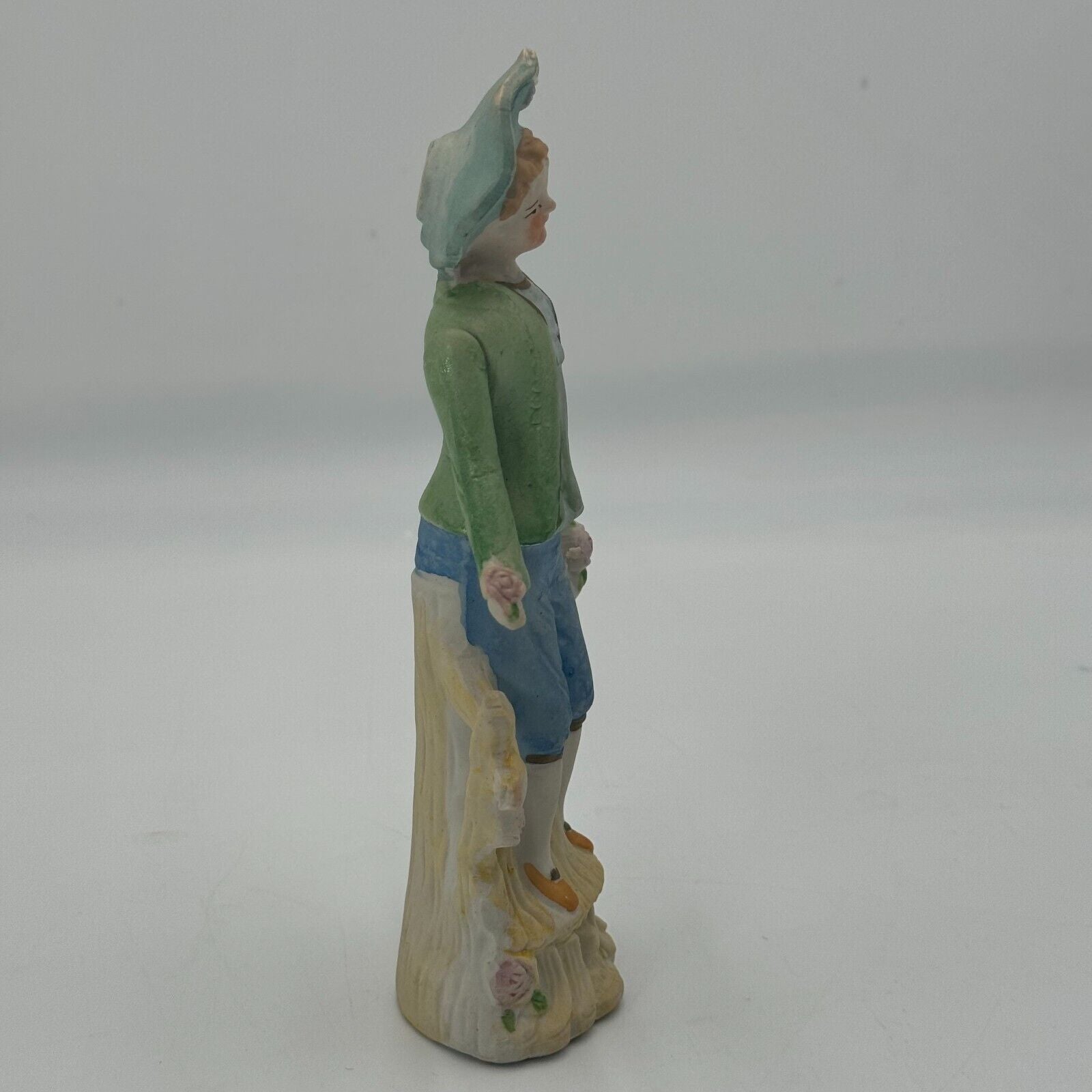 Vintage Occupied Japan Pastoral Fence Roses Hand Painted Bisque Andrea Figurine