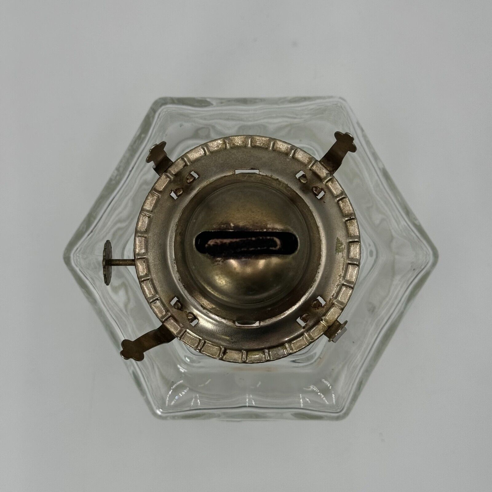 Vintage Lamplight Farms Horse & Buggy Oil Lamp Hexagon Pressed Glass