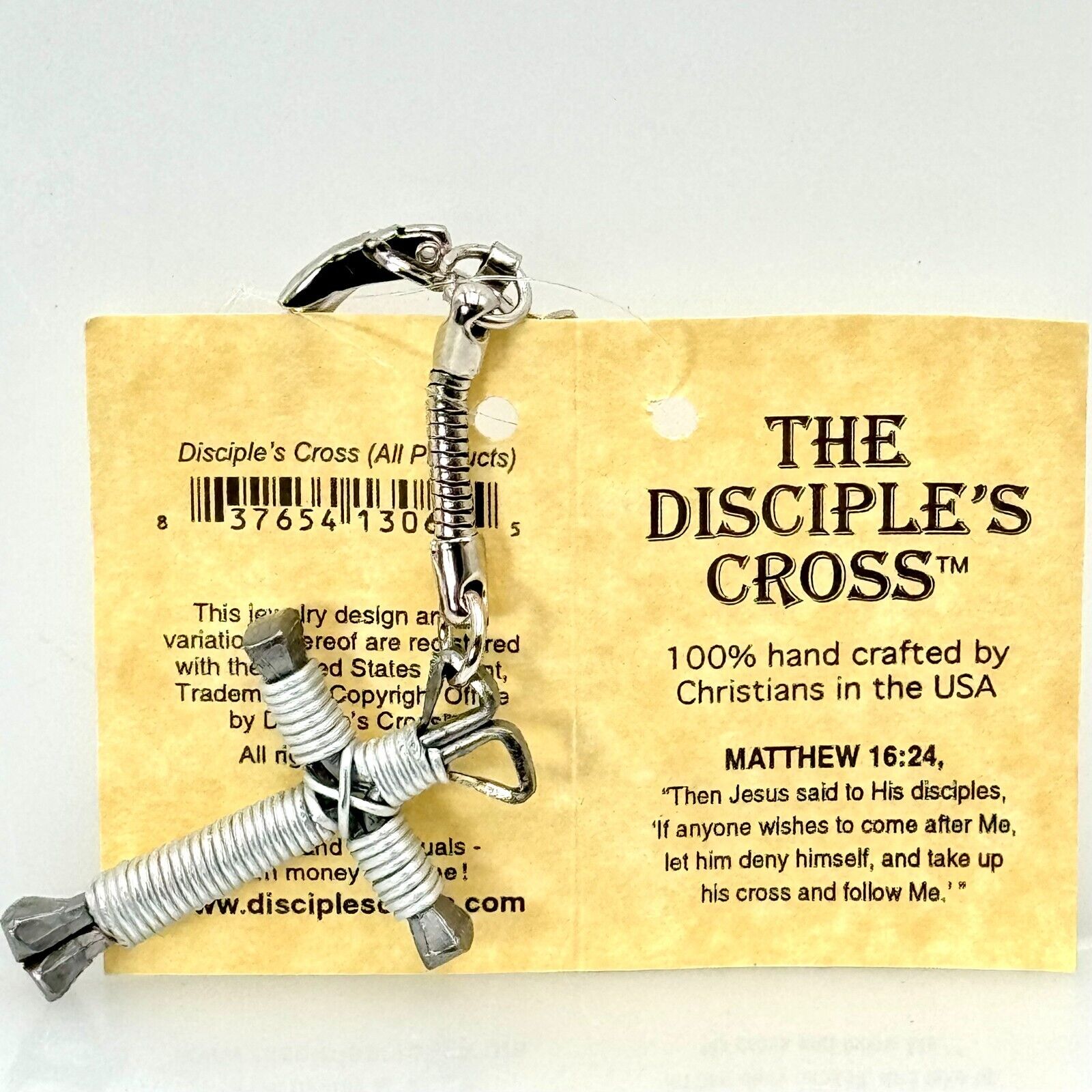 Disciple’s Cross Hand Crafted Metal USA Christian Art Silver Keychain NWT