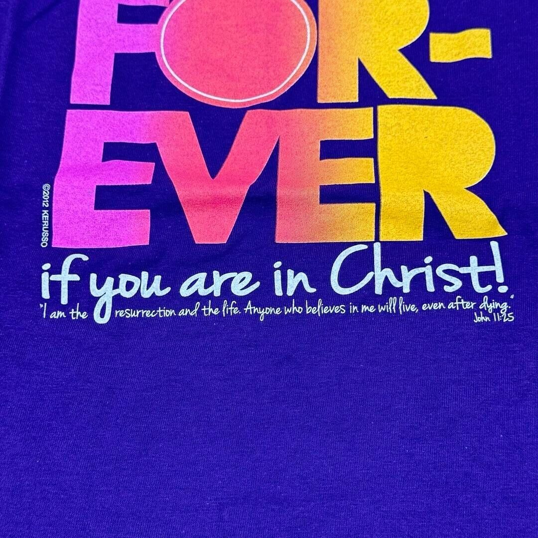 Medium Adult Kerusso Purple Neon You Only Live Forever Christian T-Shirt NWT