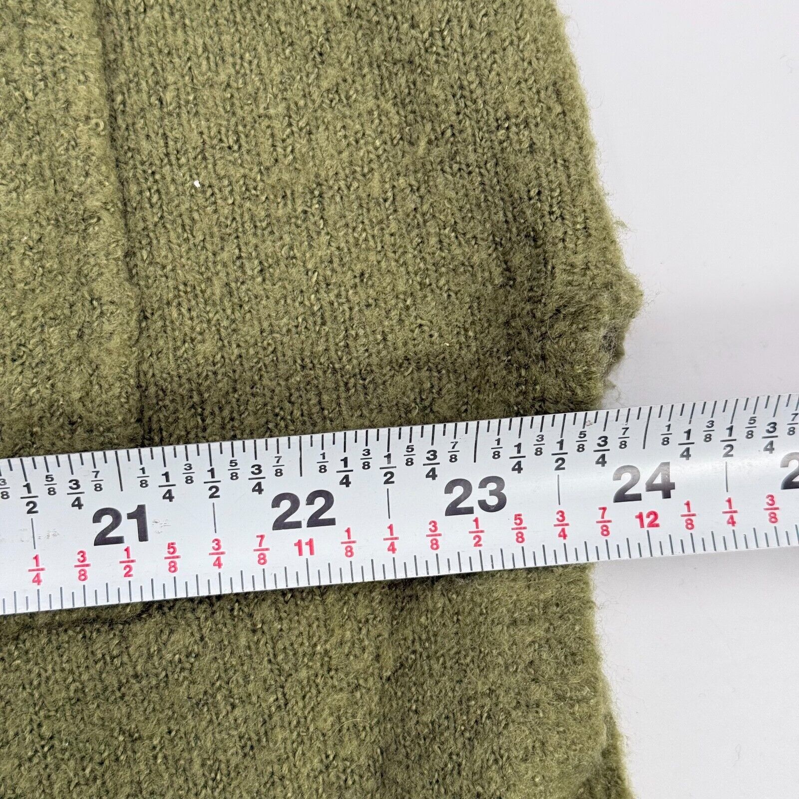 Olive Green Knit Cardigan Open Sweater Pockets Long Split Sides Womens Size S