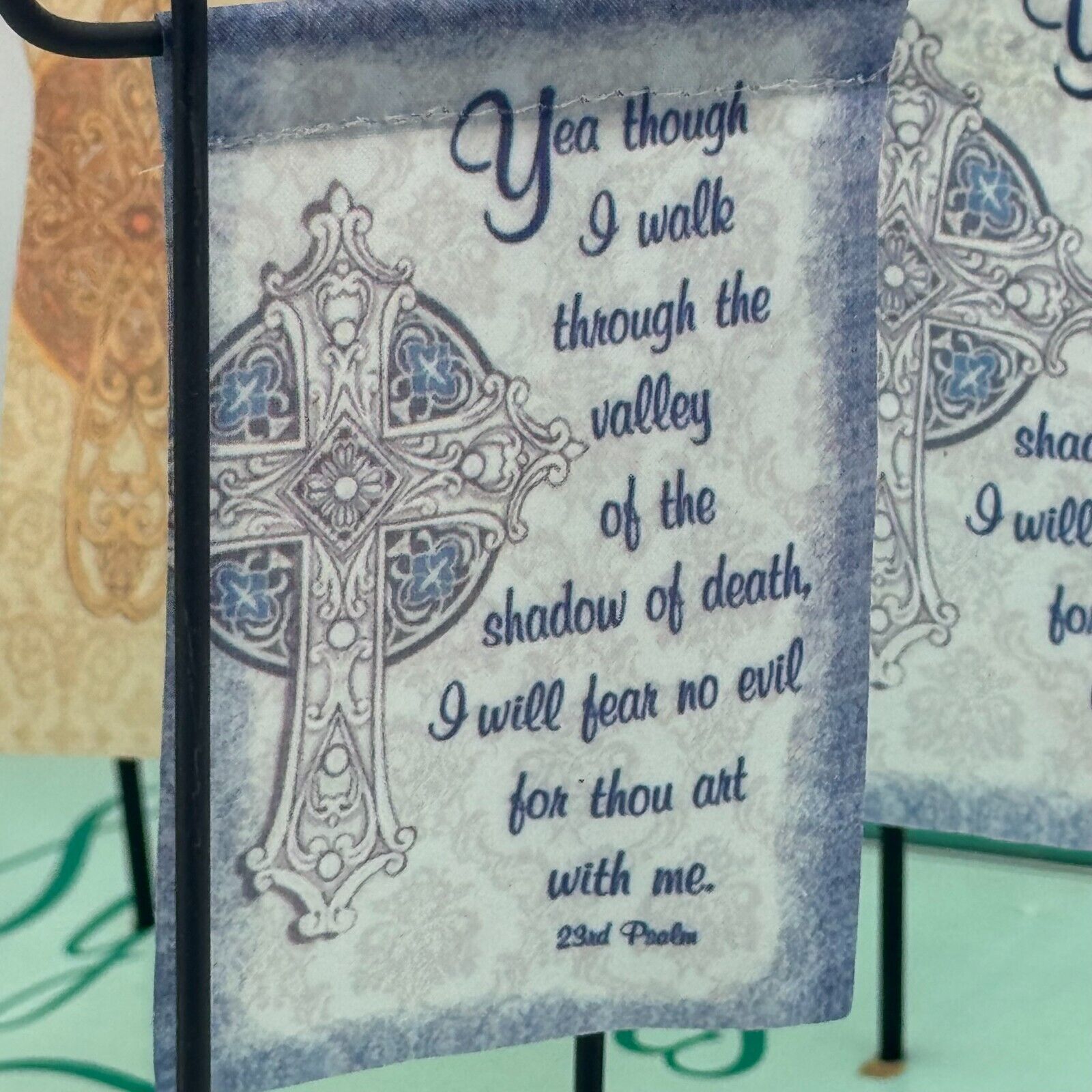 Symbols of Faith Lot of 9 Mini Christian Flags With Various Styles Decorative