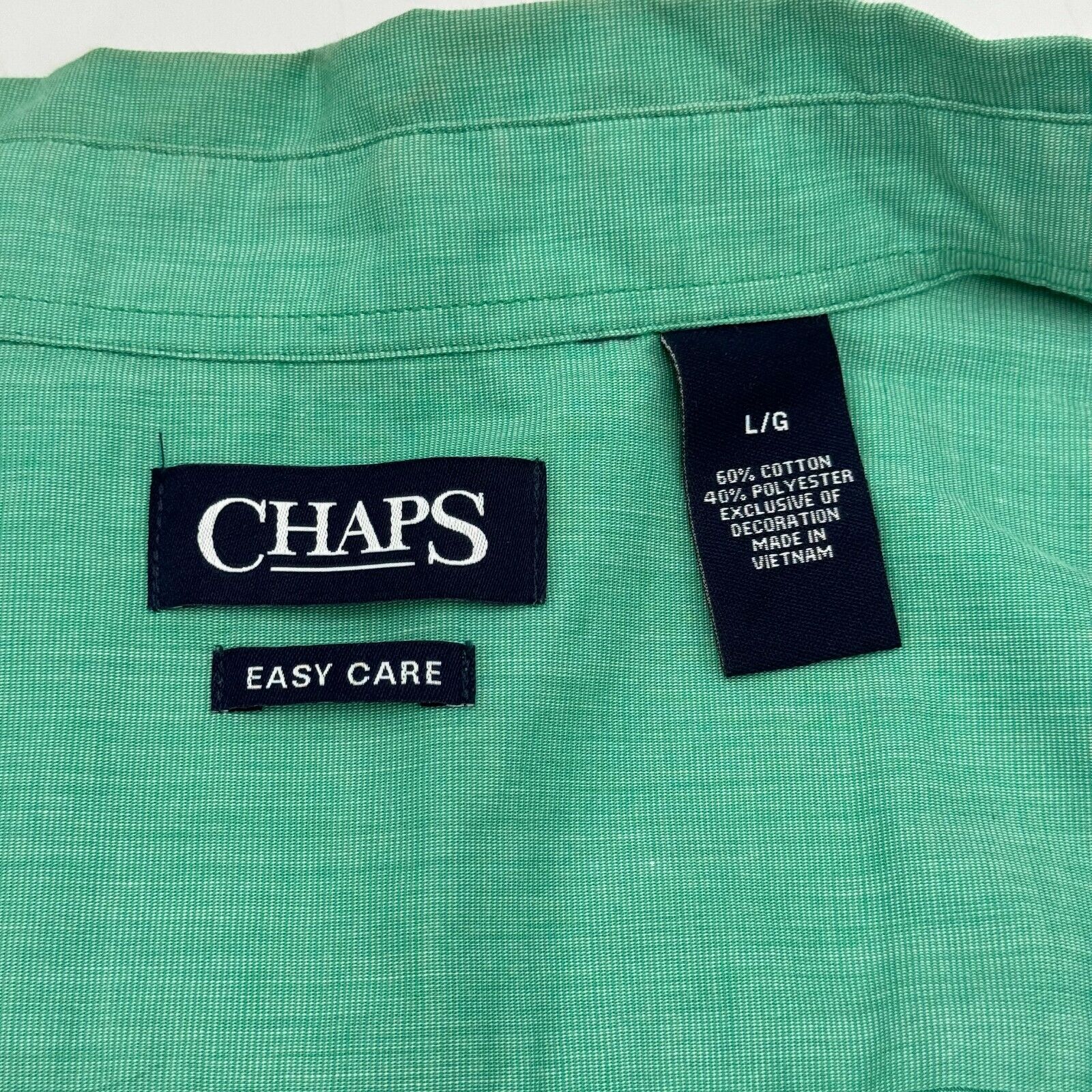 Chaps Mens Preppy Collared Long Sleeve Cuffed Button Up Shirt Green Size L