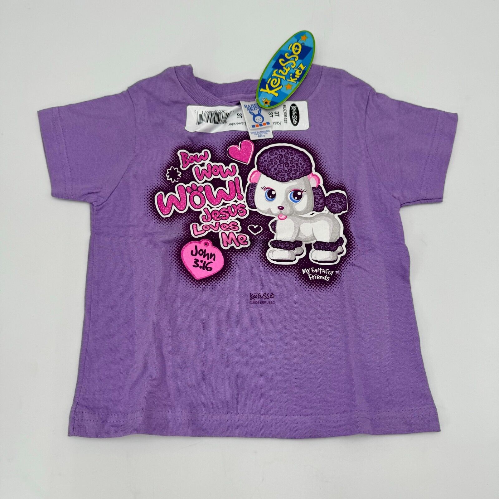 3T Toddler Kerusso Lavendar Purple Poodle Jesus Love John 3,16 Kids T-Shirt NWT