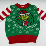 Kids Holiday Ugly Sweater Grinch Cristmas Define Naughty Green Red Snow Size 2T