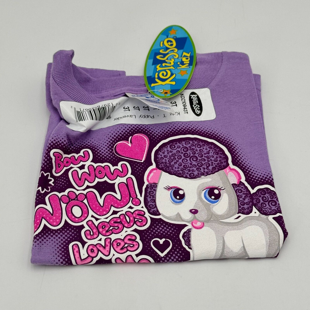 3T Toddler Kerusso Lavendar Purple Poodle Jesus Love John 3,16 Kids T-Shirt NWT