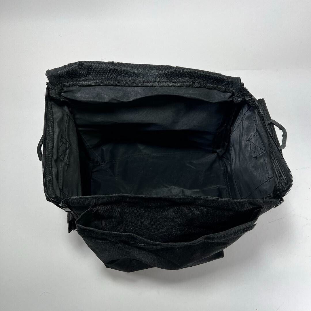 2 Zippered Hook & Loop Carrying Cases Foldable Storage Bags Pockets Black
