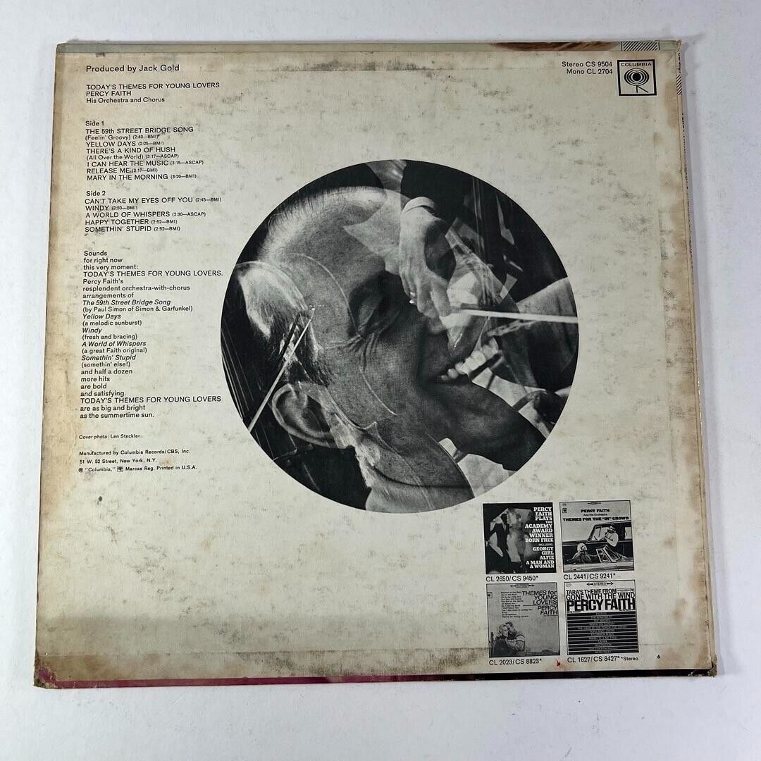 Percy Faith - Today's Themes for Young Lovers Vinyl LP Columbia – CS 9504 JAZZ