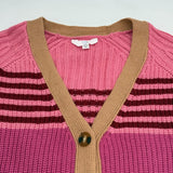 Time and Tru 3 Button V-neck Knit Sweater Pockets Beige Pink Womens Size M 8-10