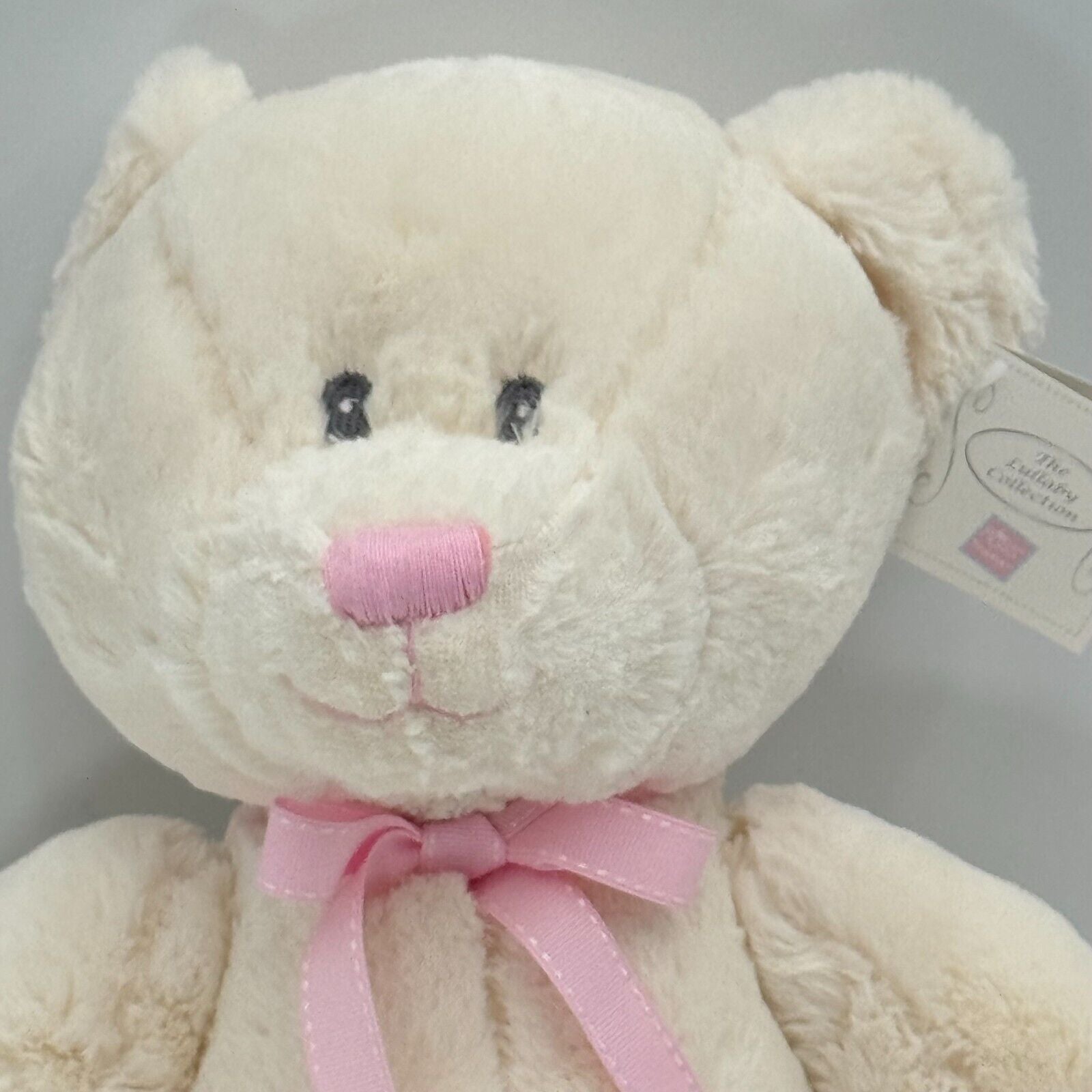 Russ Baby Lullaby Collection 11in Soft Plush Teddy Bear White With Pink Bow NWT