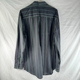 Alfani Gray Mens Classic Long Sleeve Button Up Shirt Green Stripes Size XL