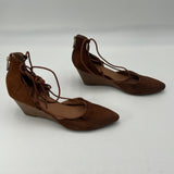 Kenneth Cole Faux Suede Pointed Toe Wedge Zipper Stand Down Pump Brown Size 8
