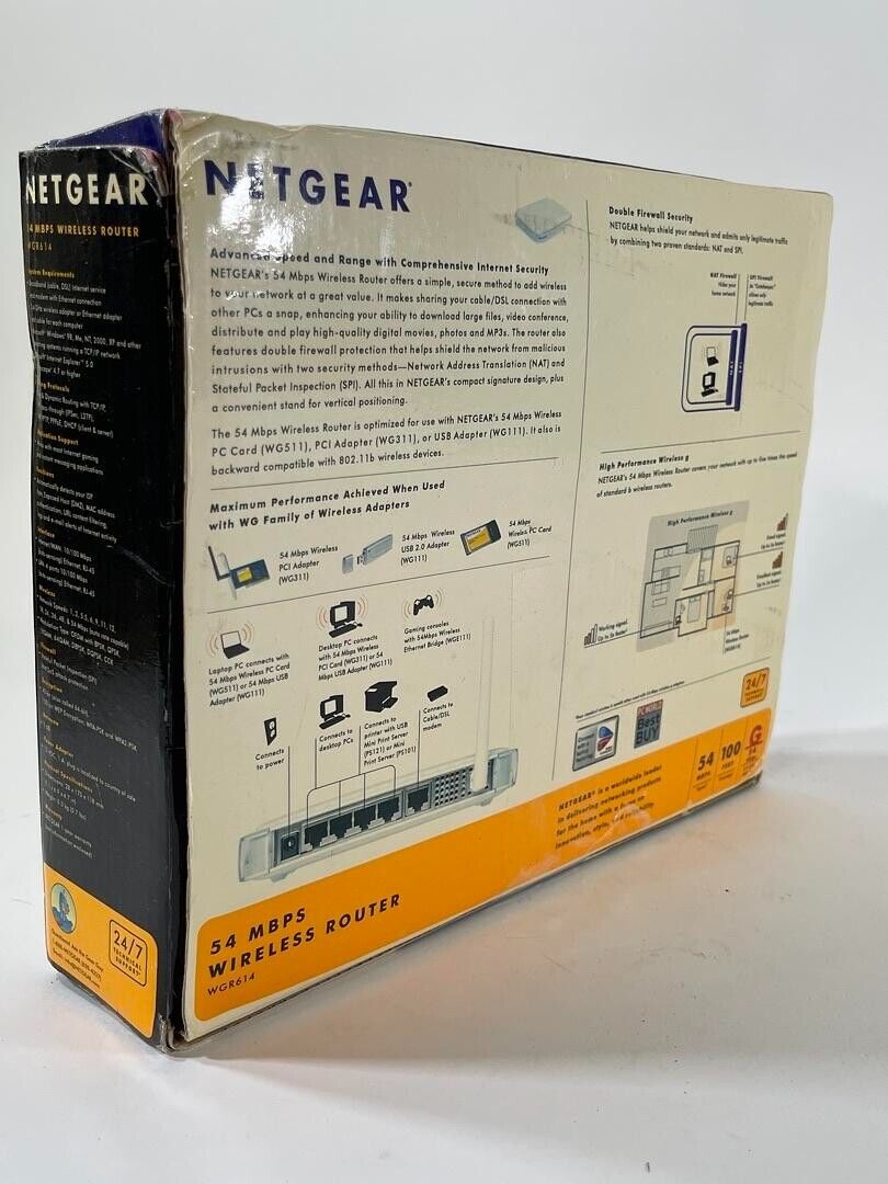 NETGEAR 108 Mbps Wireless Firewall Router WGT624 - In Box