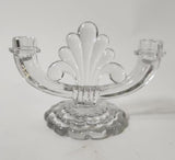 Vintage Heisey Clear Glass Crystolite Pattern Double Light Candle Holder