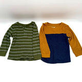 2 Boys Long Sleave Sweater Sweatshirts Warm Shirts Green Navy Toddler Size 3T