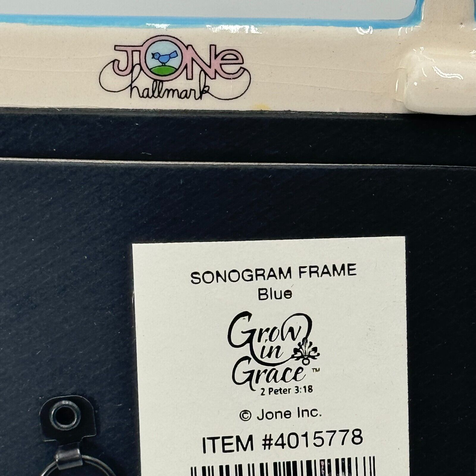 Russ Ceramic Sonogram Frame Blue Grow in Grace Baby Pictures Wall Hang/Stand NIB