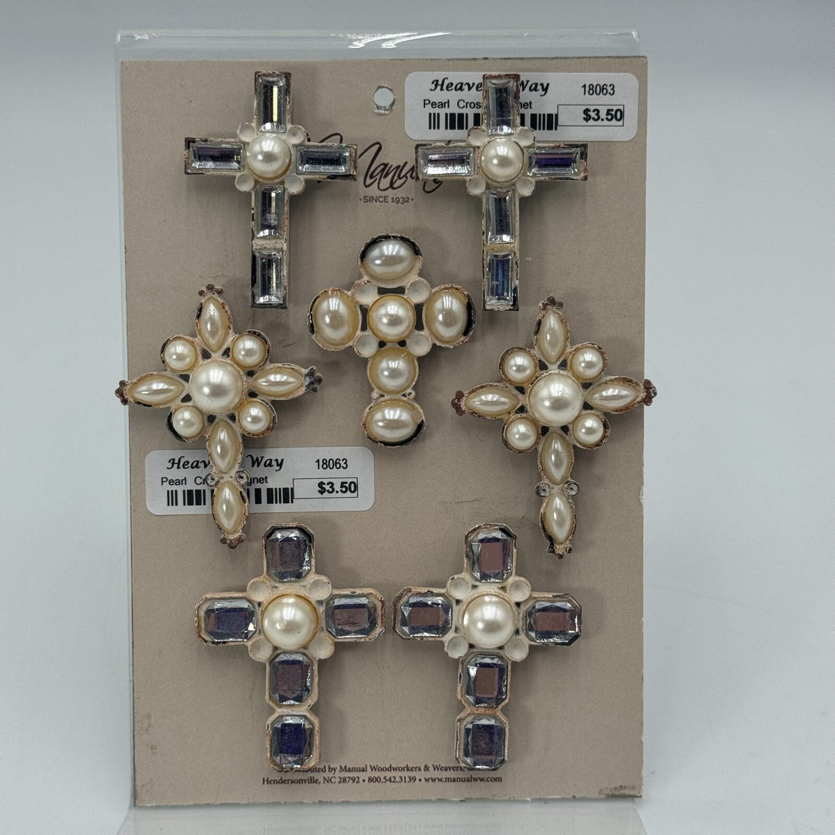Heavens Way Lot of 7 Pearl Cross Magnets With Varying Styles Christian Decor NEW