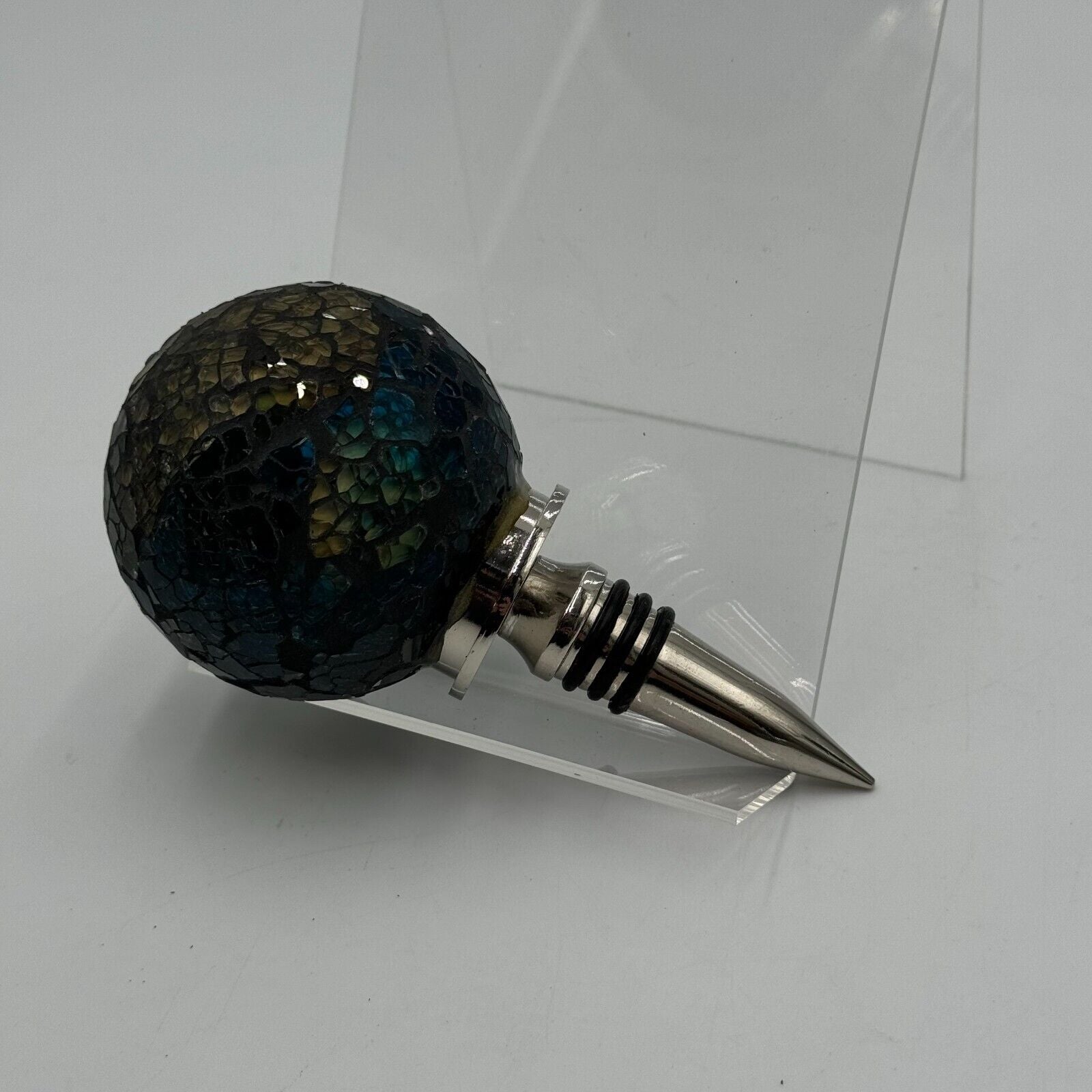 Heavens Way 3 Pack Stained Glass Globe Shaped Wine Bottle Stopper Washable NEW