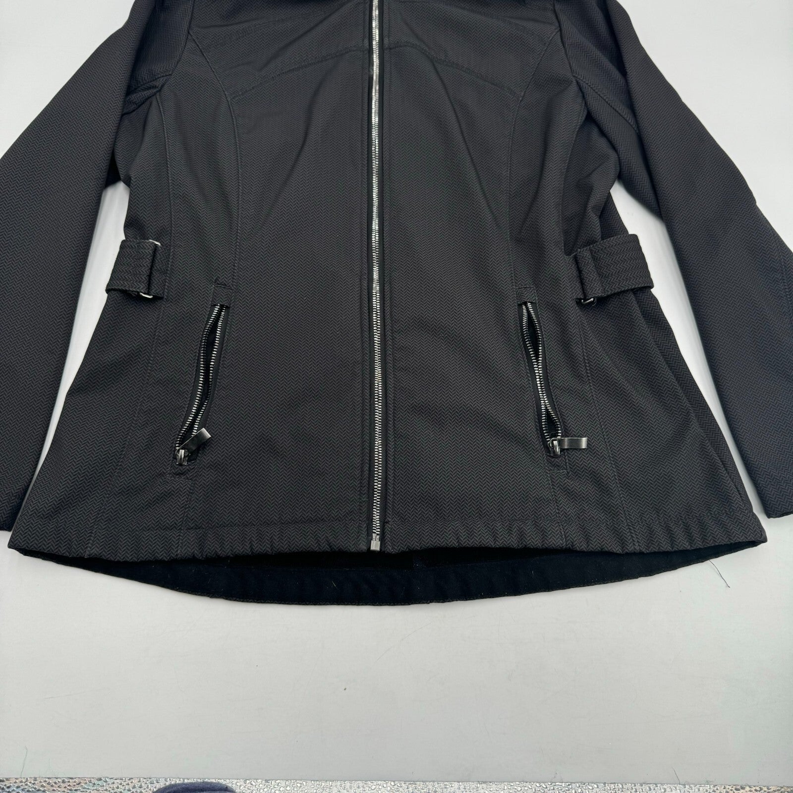 ZeroXposur Womens Wooly Full Zip Hooded Jacket Fuzzy Winter Fall Black Size L