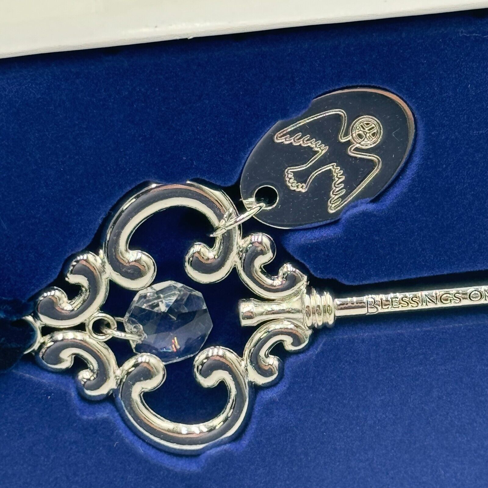 Catholic Confirmation Blessings Engraved Gift Silver Key Cross Gem Peace NIB