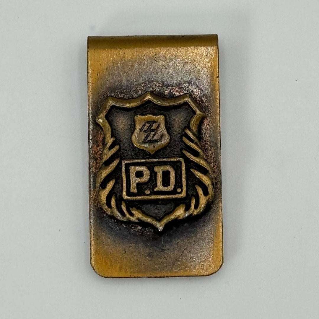 WWII 1945 Fuel Voucher Mileage Rations ID Card Brass PD Money Clip US History