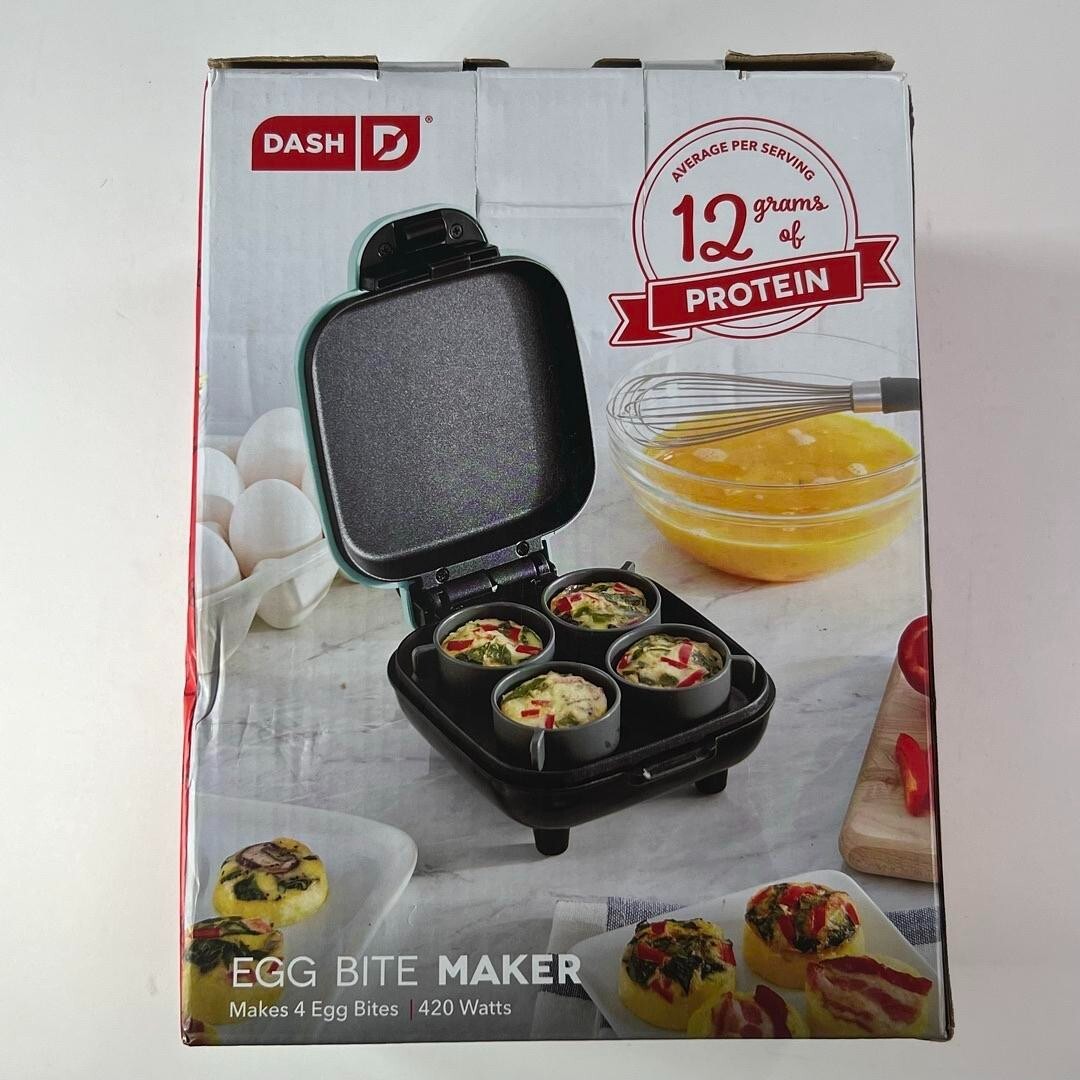 Dash Ice Blue Compact & Portable Egg Bite Maker With 4 Silicone Cups