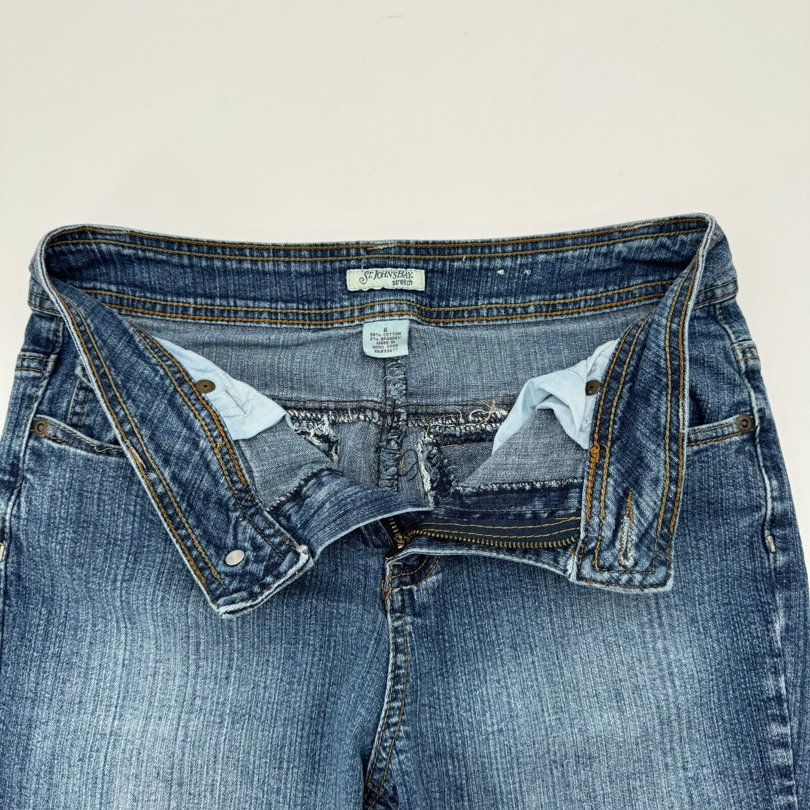 St Johns Bay Womens Preppy Boot Cut Stretch Jeans Light Wash Blue Size 6