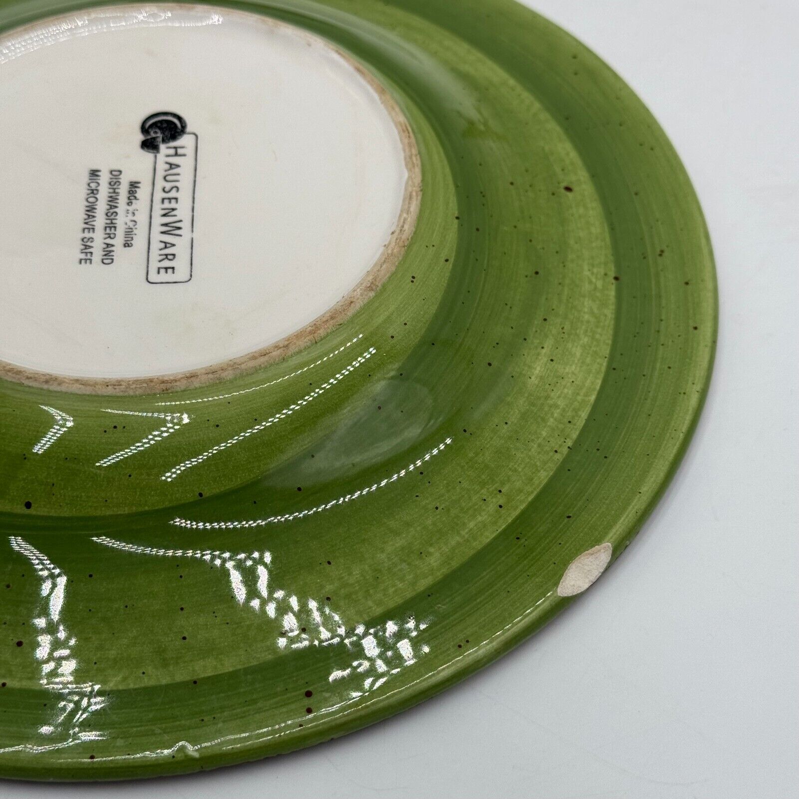 Set of 5 Hausenware 9in Salad Plates Green Dishwasher Microwave Safe (Chips))